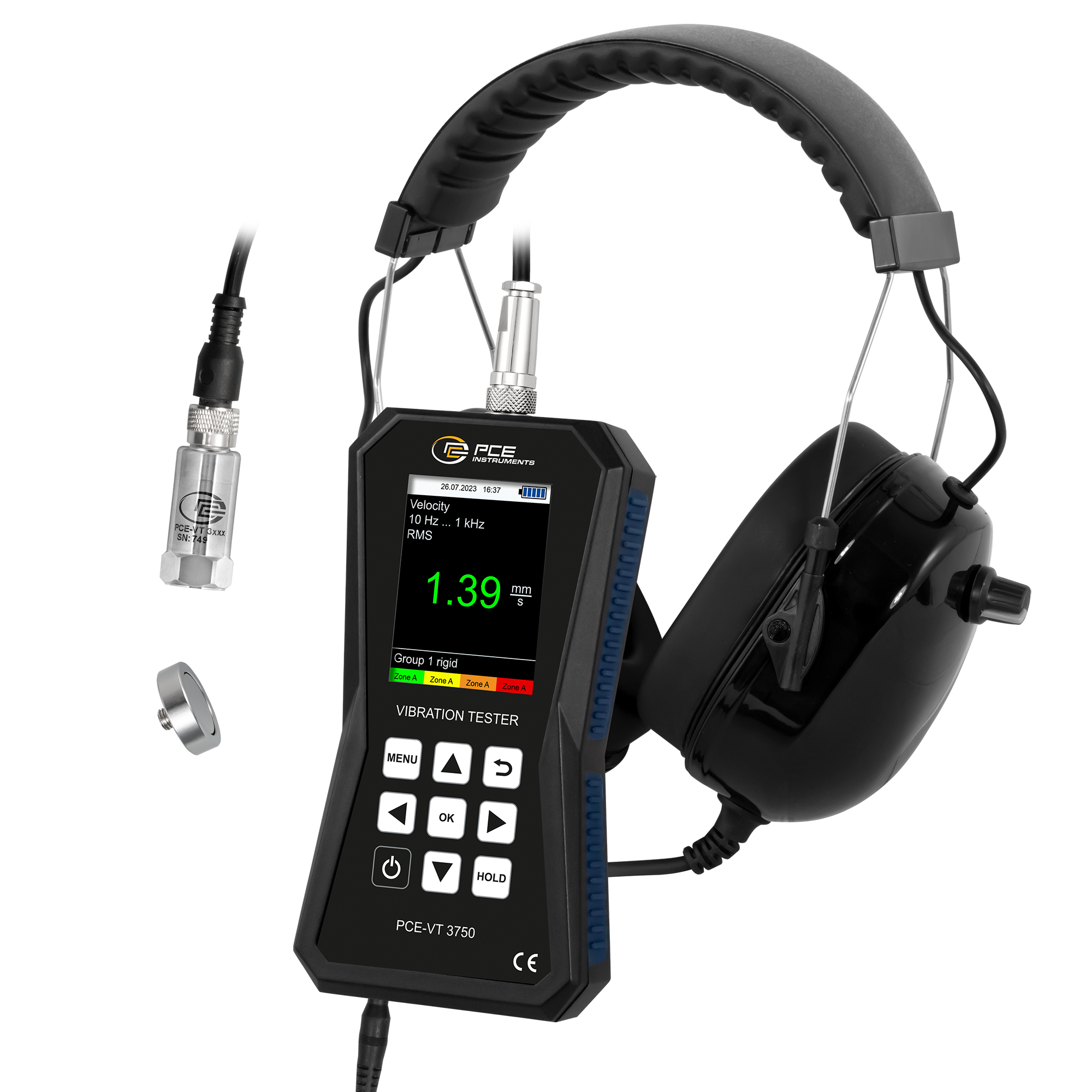 PCE Vibration Meter — Vibration Acceleration, Velocity, and Displacement, Model# PCE-VT 3750
